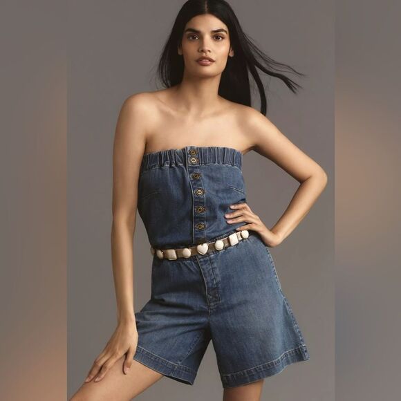 Anthropologie Pilcro Strapless Denim Romper size XL - Picture 2 of 5
